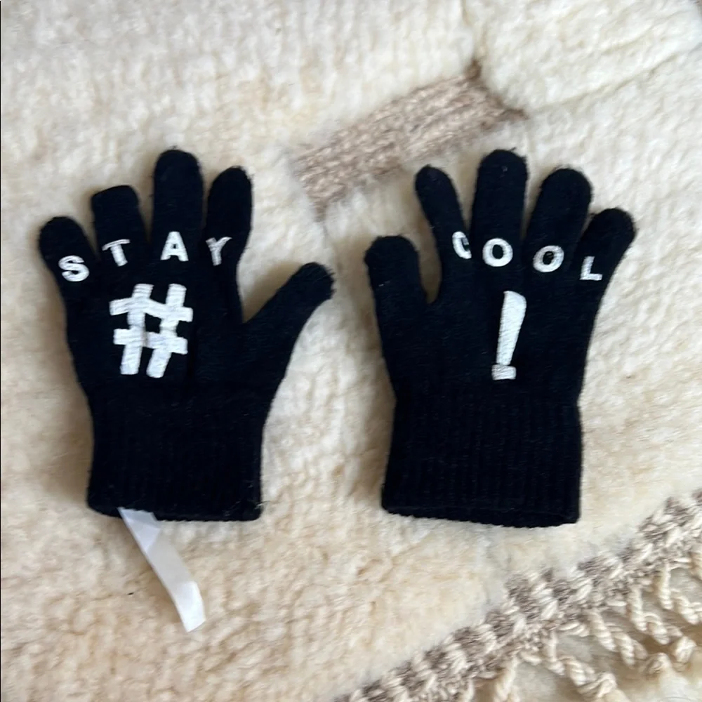 Kids Black Gloves (mittens) with Fun Text ~ #STAY COOL!